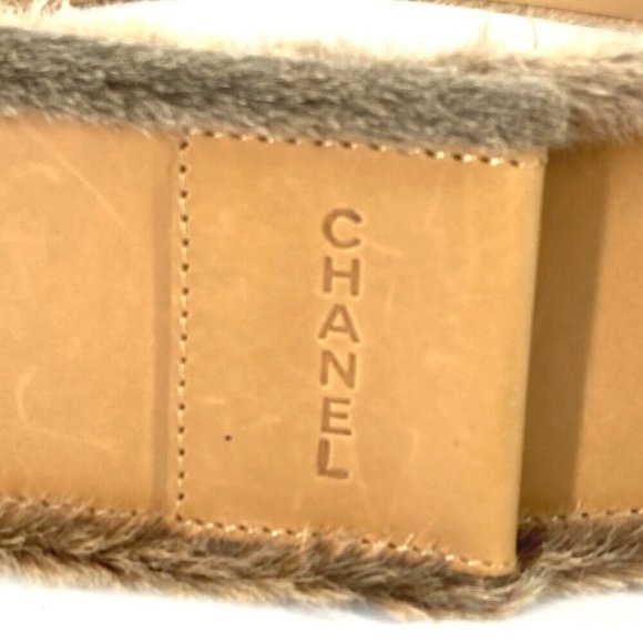 CHANEL CC CC Mark belt Leather / Pony-Hair Beige/RedBased - Picture 5 of 10